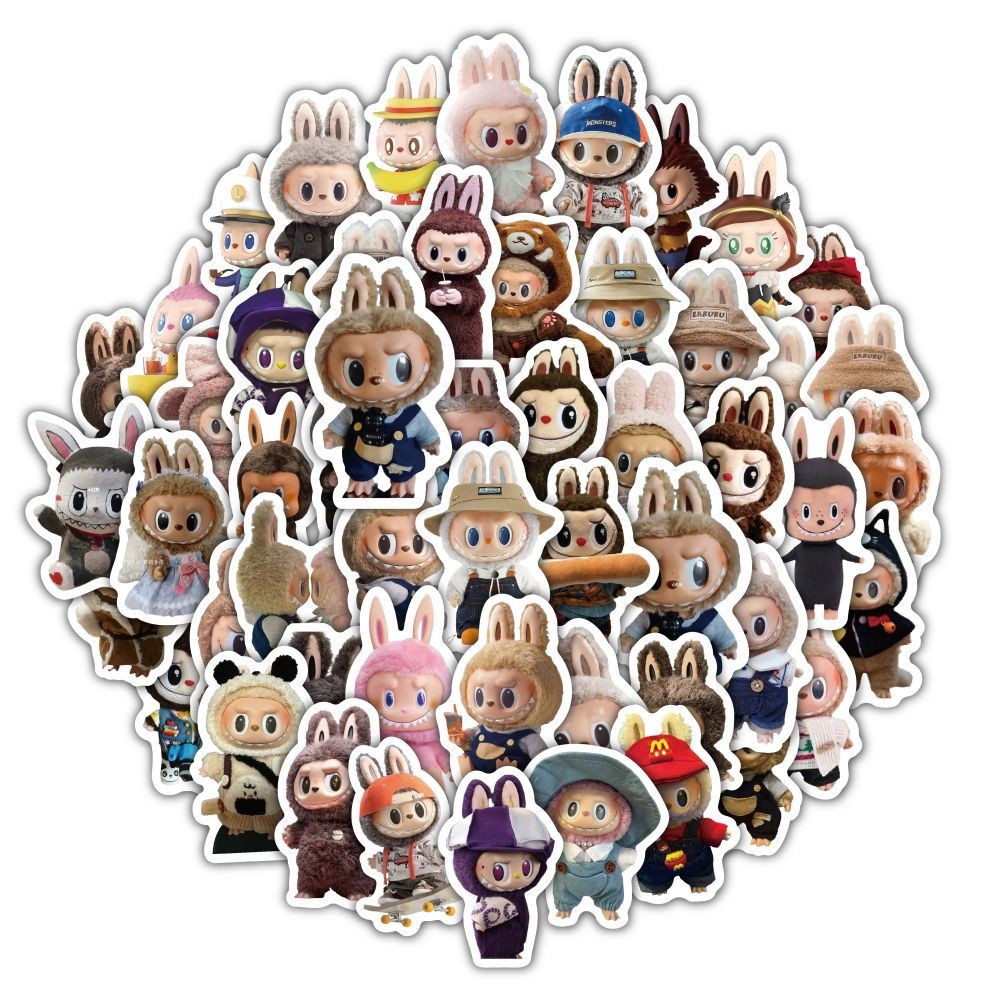 60PCS Cute Labubu Doll Stickers Decoration Laptop Phone Guitar Bike DIY ...