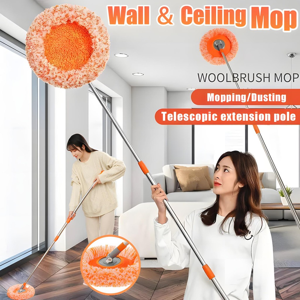 360° Rotatable Round mop car wash sunflowercoral velvet household dust ...