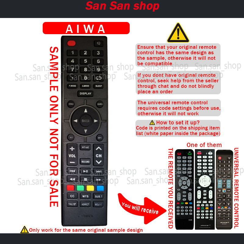 Universal remote control for AIWA led tv remote na gagana sa tv mo ...