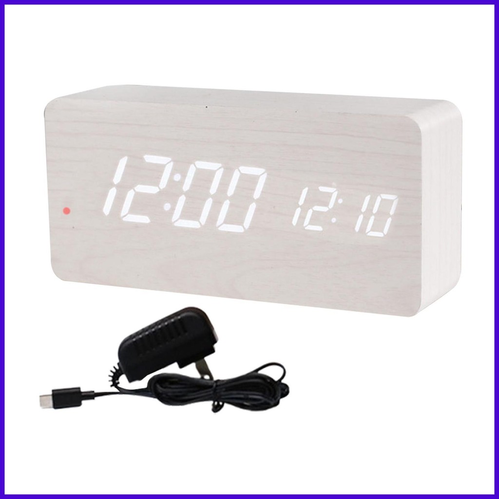 LED Clock Digital Wood Electronic Time Display LED Digital Alarm Clock