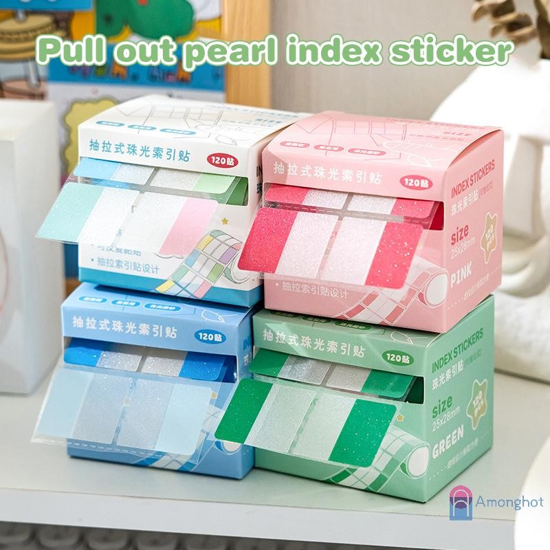 Amonghot> 120Sheets Transparent Pearl Pearlescent Sticky Tabs Back ...