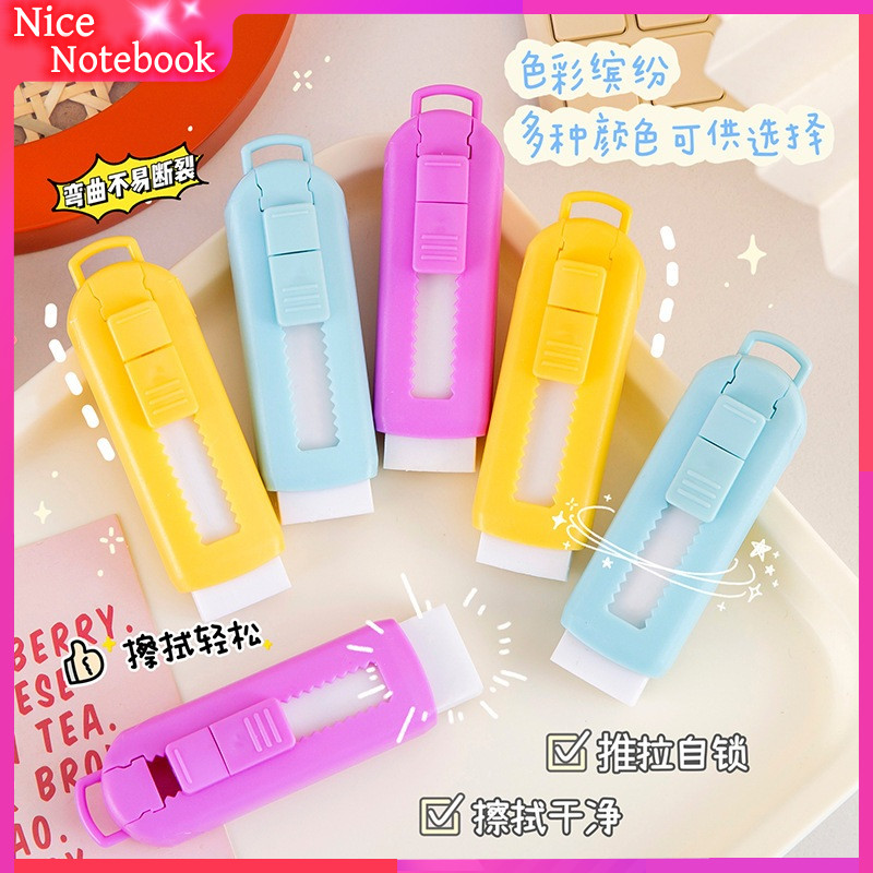 Retractable Eraser Macaron Color Student Push Pull Rubber Correction ...