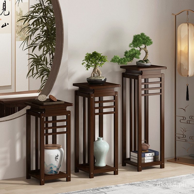 New Chinese Tea Room Zen Flower Stand Indoor Floor Storage Rack Balcony ...