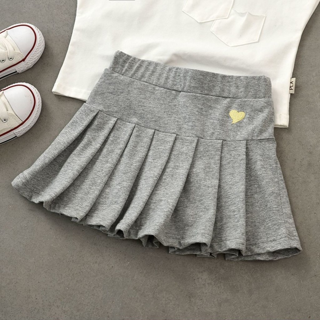 Girls Pleated Skirt With Safety Pants Versatile Children'S Anti-Exposure  Short Skirt