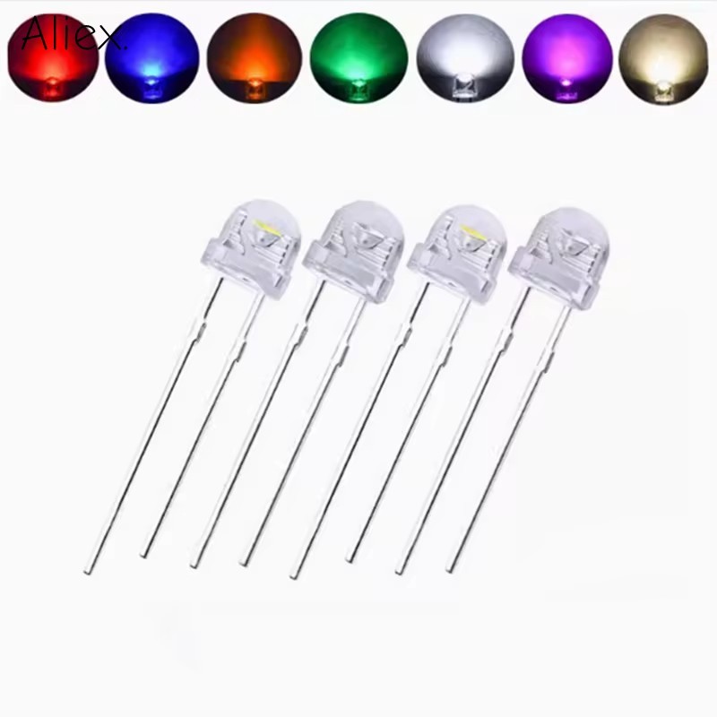 10PCS F5 5mm Clear Straw Hat LED Emitting Diode Micro Indicator High ...