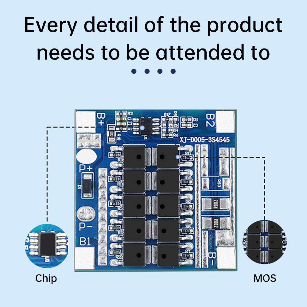 Pcbfun 3S 12V 25A Triple 10MOS Anti-Overcharge & Overflow BMS Li-ion ...