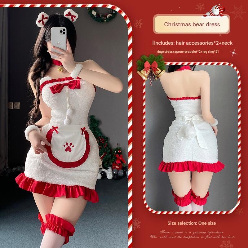 Red Velvet Christmas Bunny Lingerie Costume main image 1