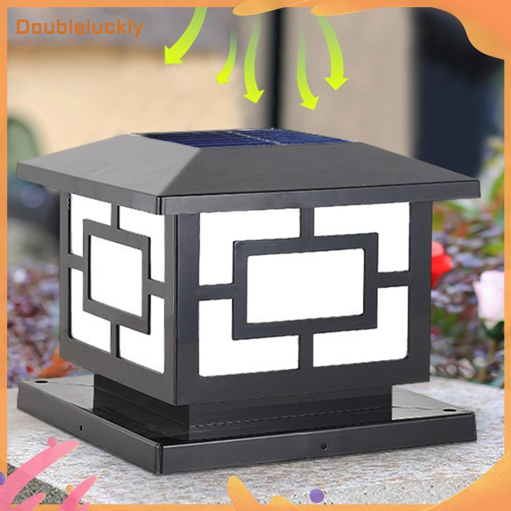 Solar Powered Pillar Pole Gate Lamp Multicolor Change Traditional ...