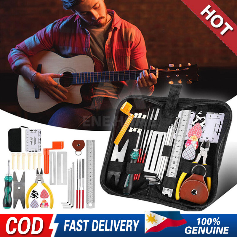 26PCS Guitar Repairing Maintenance Tool Kit Pliers String Measuring ...