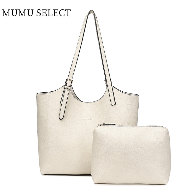 【Mumu Select】M341 Simple 2in1 Large Leather Women Shoulder Bag Office ...
