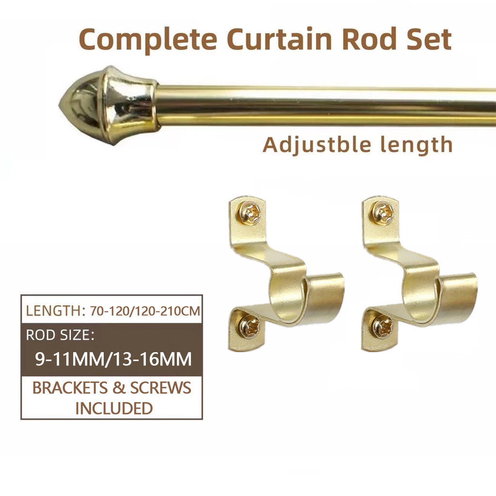 Curtain Rod Extendable Complete Set Adjustable with Bracket Holder ...