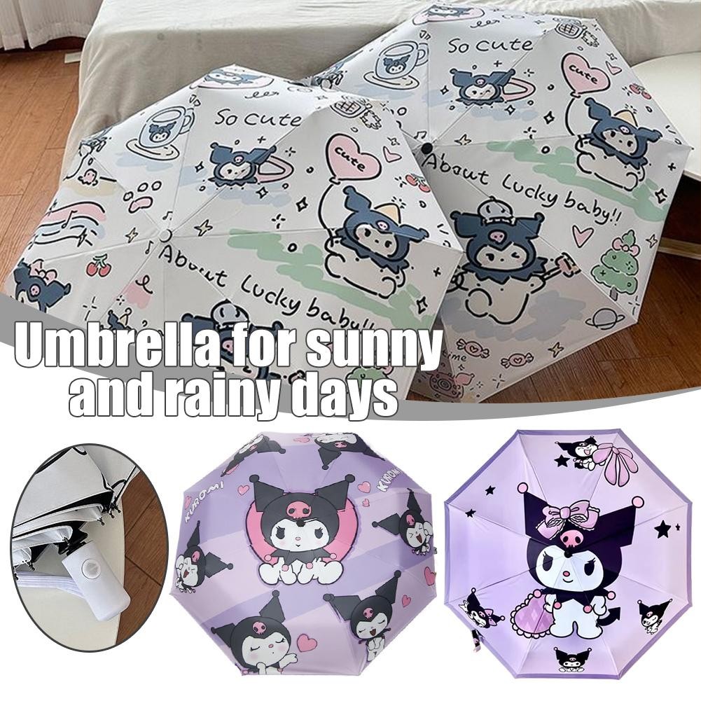 Kuromi Folding Fully Automatic Umbrella For Both Rain And Shine Cute ...