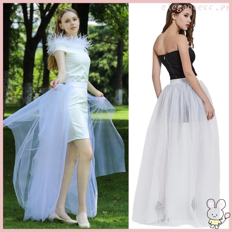 EE Maxi Long Tulle Skirt Detachable Overlay Overskirt Waist Layers - Main Image