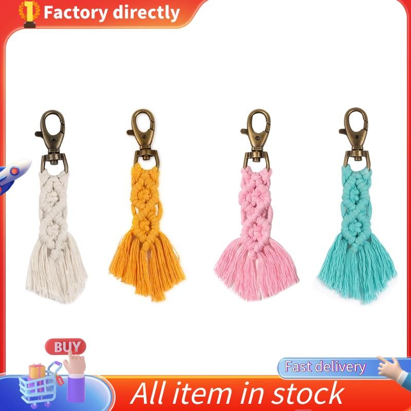In Stock Mini Macrame Keychains Kits Boho Macrame Keychains With