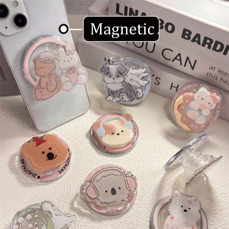 Cute Cartoon Listening Music Cat For Magnetic Popsocket Phone Griptok ...