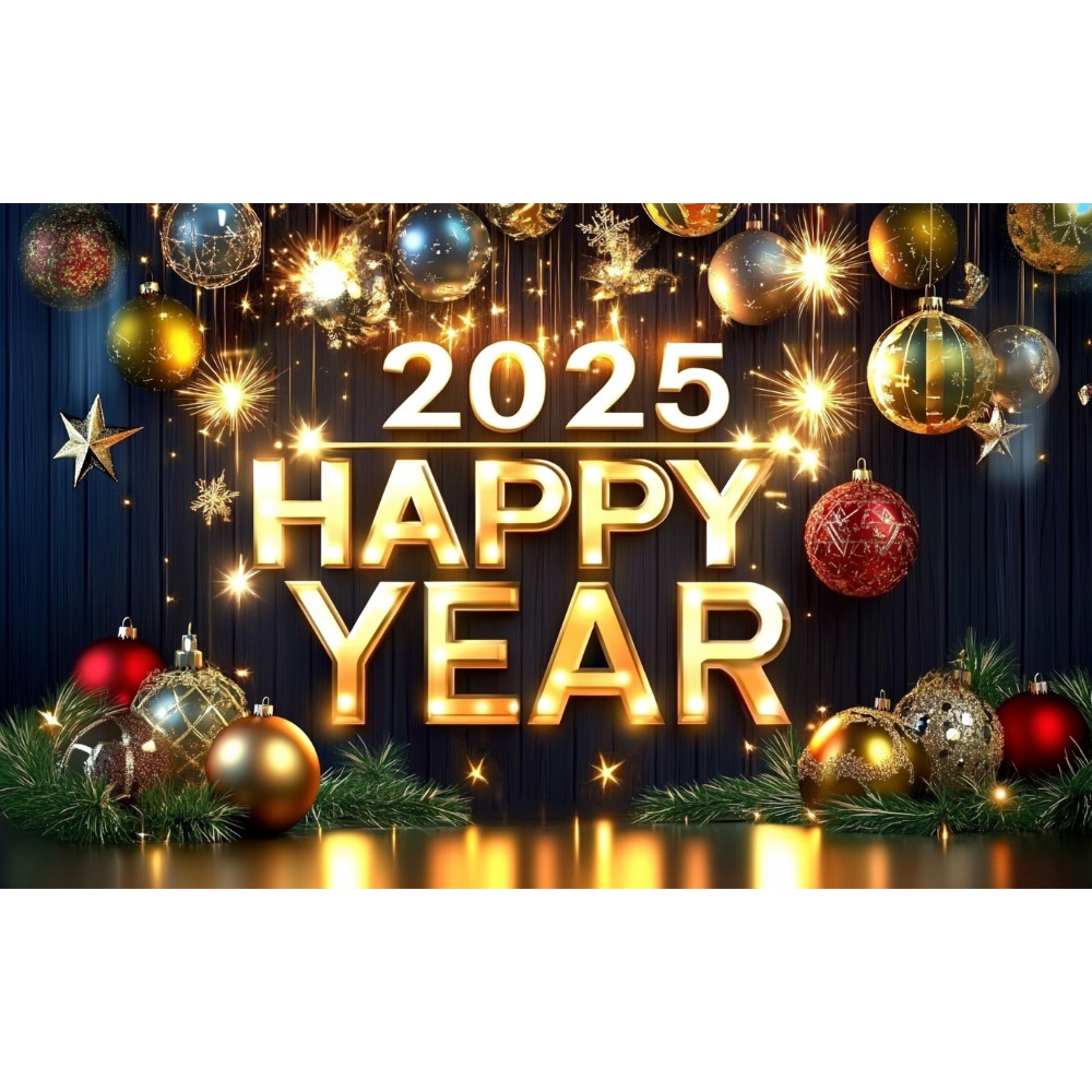 2025 Happy New Year Theme Party Background Banner New Year Celebration ...
