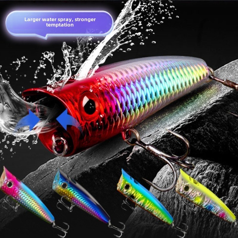Topwater Popper Lures Glow Noisy Splash Surface Bait Long Casting Floating  for Bass Mandarin Fish