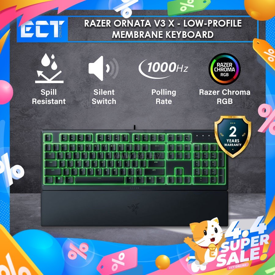 Razer Ornata V3 X - Low-profile Membrane Keyboard with Razer Chroma RGB ...