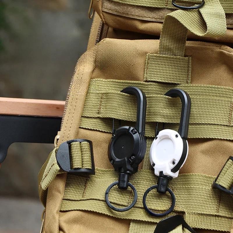 Retractable Heavy Duty Pull Reel Carabiner Key Chains Strong Steel Wire ...