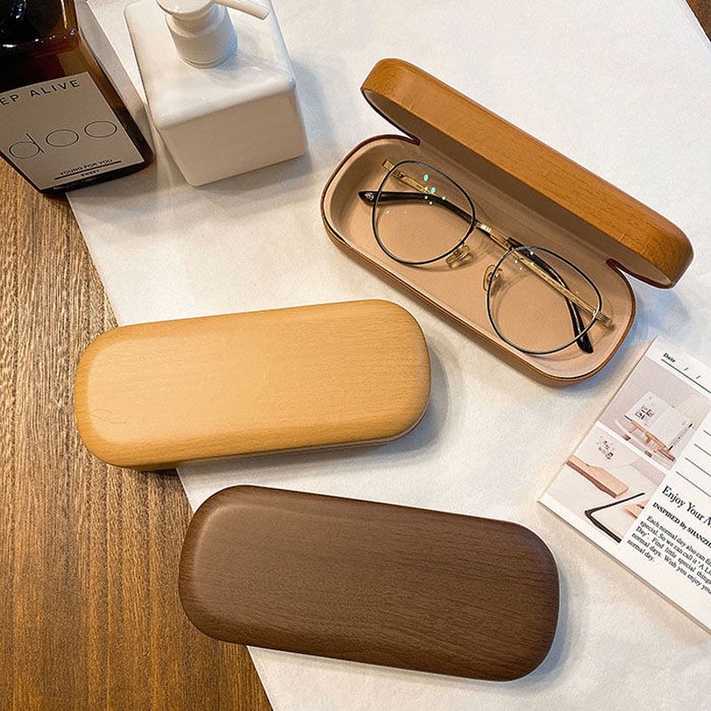 Wood Grain Spectacle Case Wood Grain Frame Glasses Spectacle Case Retro ...