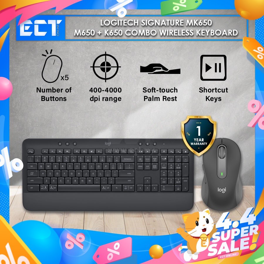 Logitech Signature MK650 M650 + K650 Combo Wireless Keyboard with Palm ...