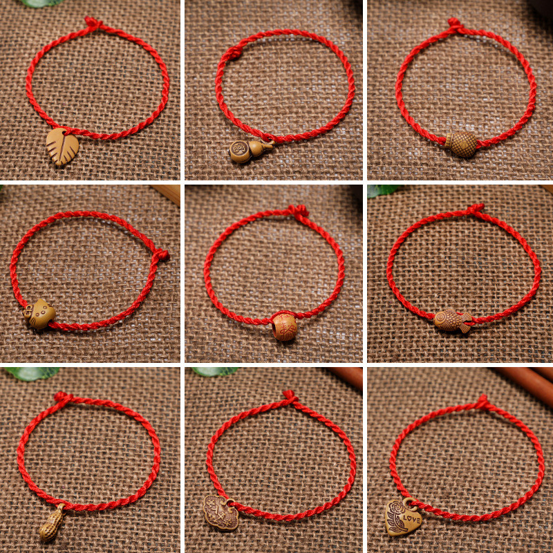 Red String Lucky Amulet Heart Peace Amulet Benming Year Bracelet ...