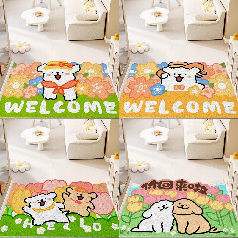 Line Puppy Silk Circle Carpet Cartoon Pvc Cuttable Non-slip Floor Mat ...
