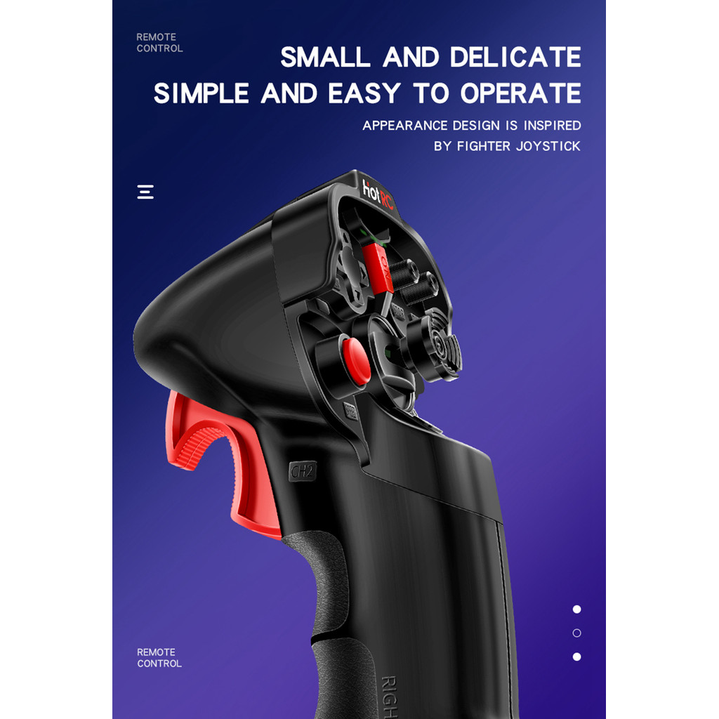 HOTRC DS-4A Single Hand RC Transmitter - 2.4G 4 Channel Remote Controller With 2 Receivers