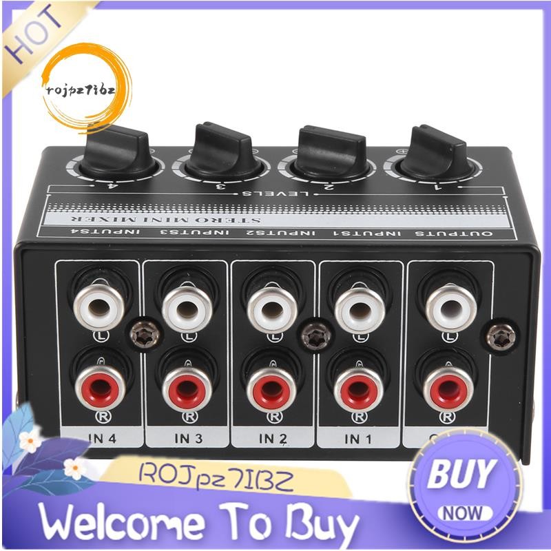 4 Channel Stereo Audio Mixer Support RCA Input and Output Mini Passive ...