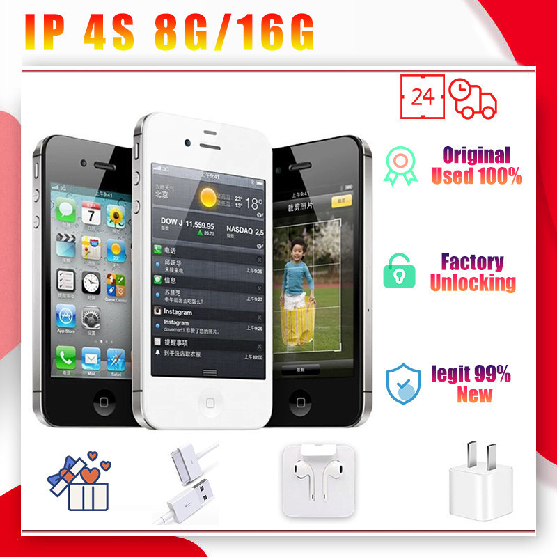 4sOriginal Smartphone 4s 8gb 16gb second-hand PHONE（One month warranty ...