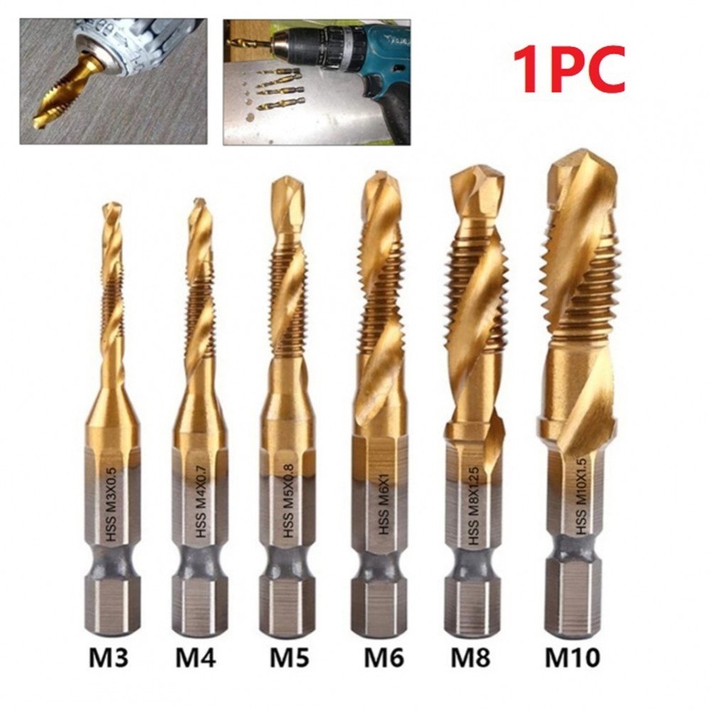 Spiral Flute Design Titanium Plated Tap Drill Bit with Hex Shank