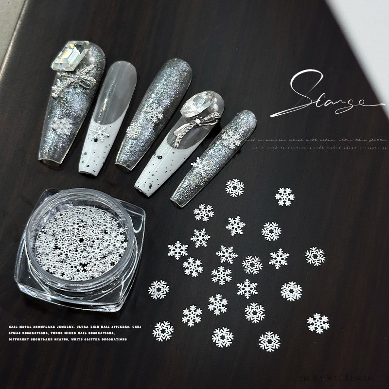 400 Pcs Mini Metal Snowflake Confetti | 0.2 Inch Winter Craft Embellishments | For Christmas DIY, Frozen Party Decor - View #7
