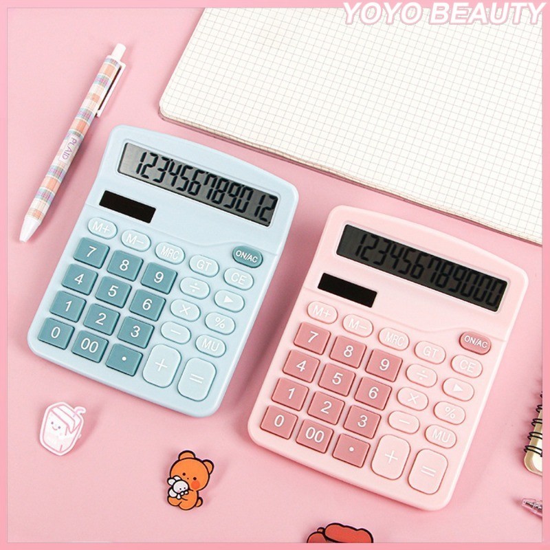 12 Digits Electronic Calculator Large Screen Desktop Calculators Mute ...