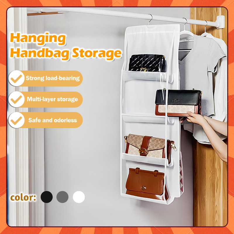 Bag Storage Holder 8 Pockets Hanging Rack Organizer Bag Handbag Tote ...