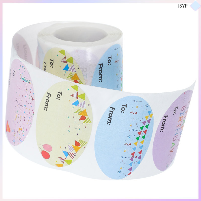 1 Roll Happy Birthday Tags Name Tags Stickers Oval Christmas To From ...
