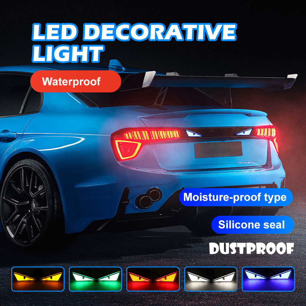Universal Motorcycle Led Devil 2Pcs Eye Screw Decoration Light License ...