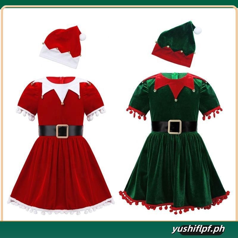 Kids Christmas Outfit Christmas Elf Red n Green Dress Set