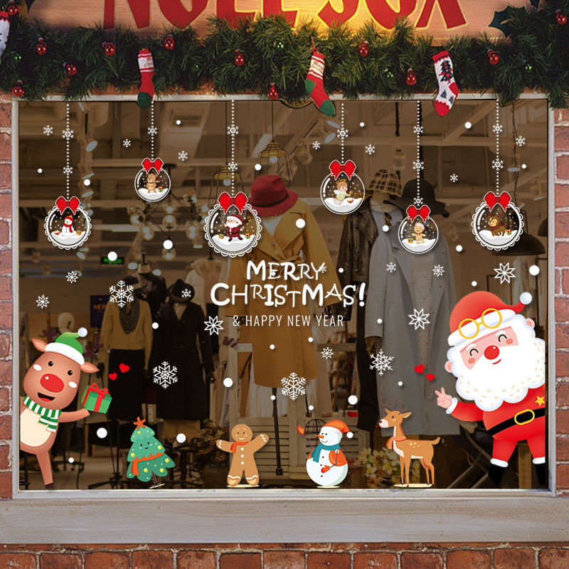 Christmas Decoration Glass Doors And Windows Electrostatic Stickers ...