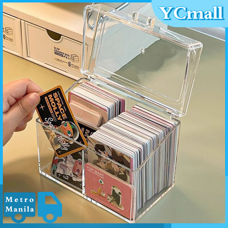 1/2 Grid Transparent Acrylic Box Postcard Images Storage Box | Shopee ...