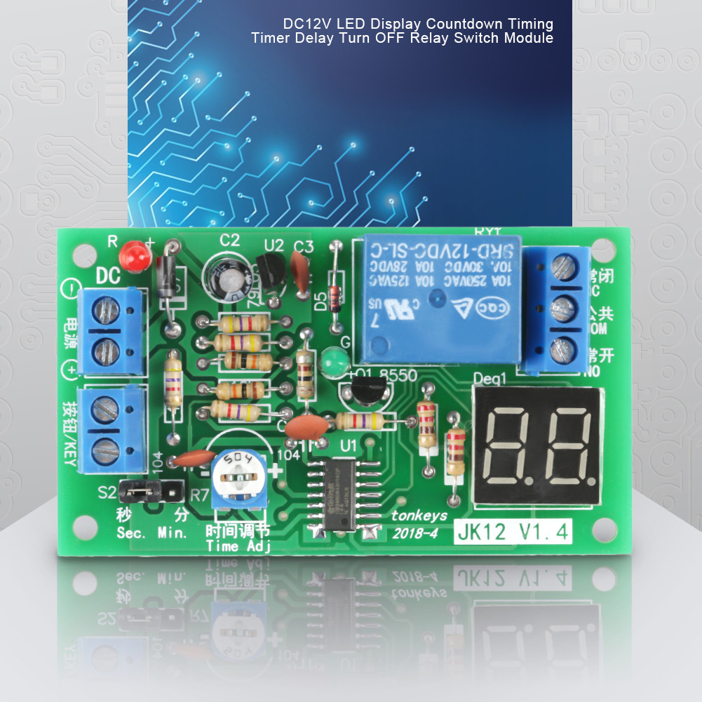 QYY DC12V LED Display Countdown Timing Timer Delay Turn OFF Relay ...