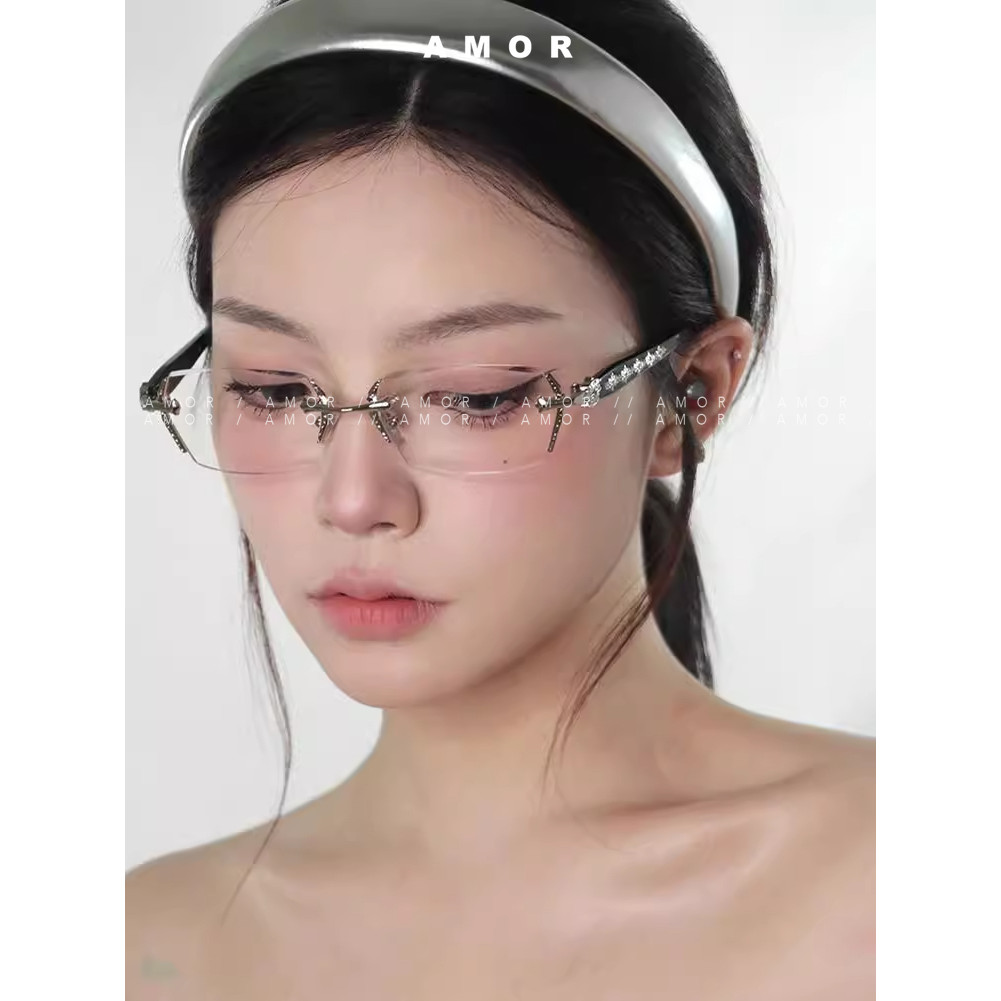Y2K Borderless Cross Glasses for Natural Makeup Female | Shopee Philippines