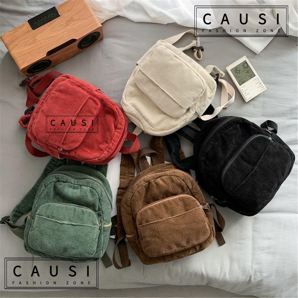 CAUSI Small Backpacks, Corduroy Travel Mini Backpack Purse, Japanese ...