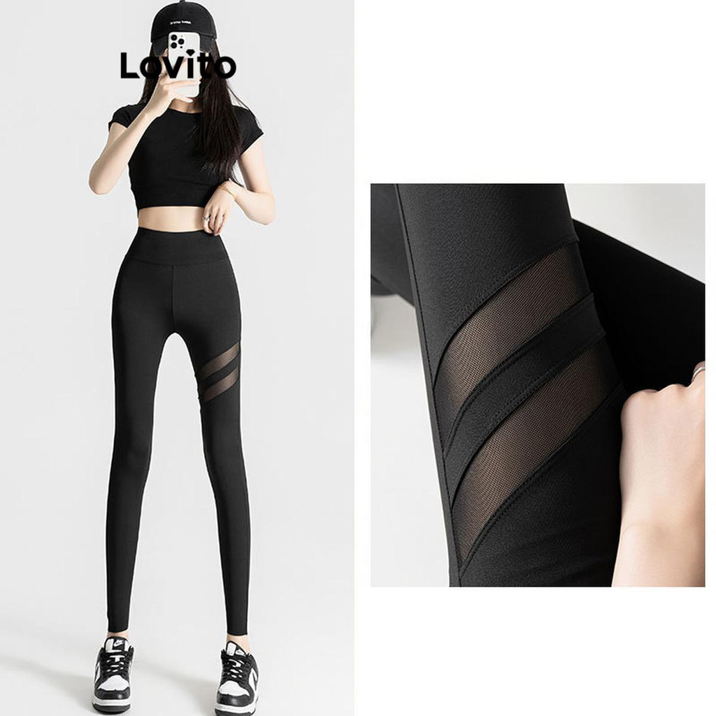 Sport Slayoga Letter Graphic Contrast Mesh Sports Leggings