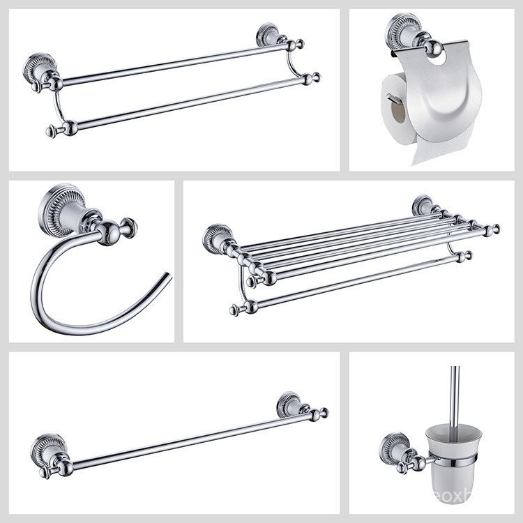 White Chrome Towel Rack American-Style Simple European Bathroom Pendant ...