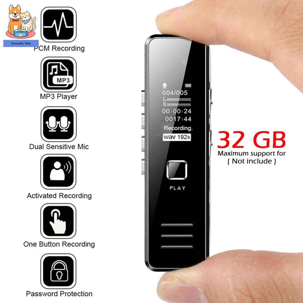 32GB Digital Voice Recorder 1.2 inches Mini Voice Activated Recorder ...