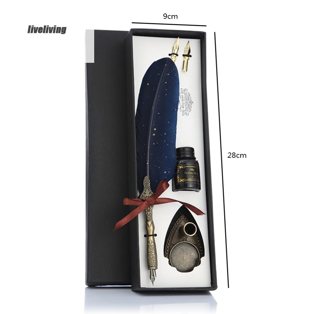 UK 1 Set Retro Calligraphy Feather Dip Pen Quill Fountain Writing ...