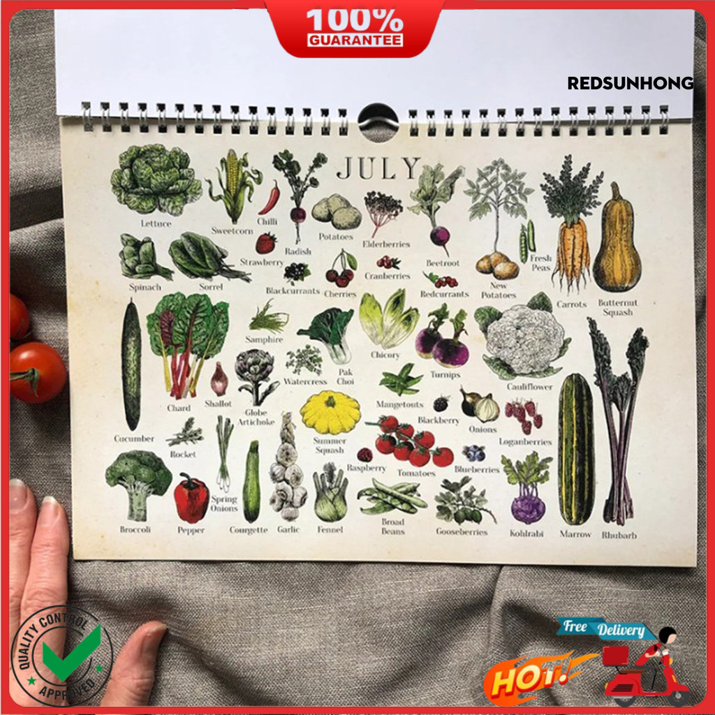 COD→☃Farmers Market Calendar 2025 Timeless Illustrated Recipes Wall ...