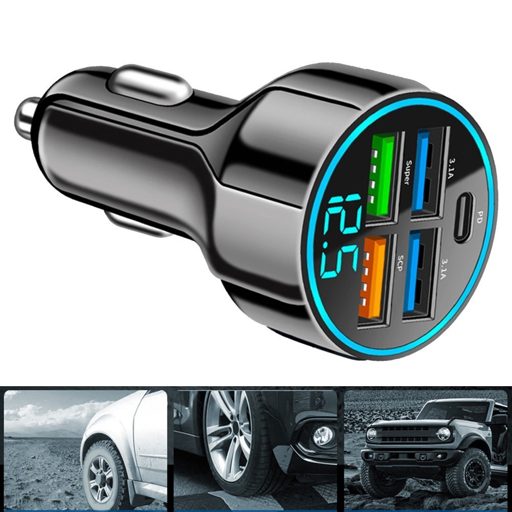 [livedesign] 5in1 MultiPort Car Charger with 4 USB and PD Ports for