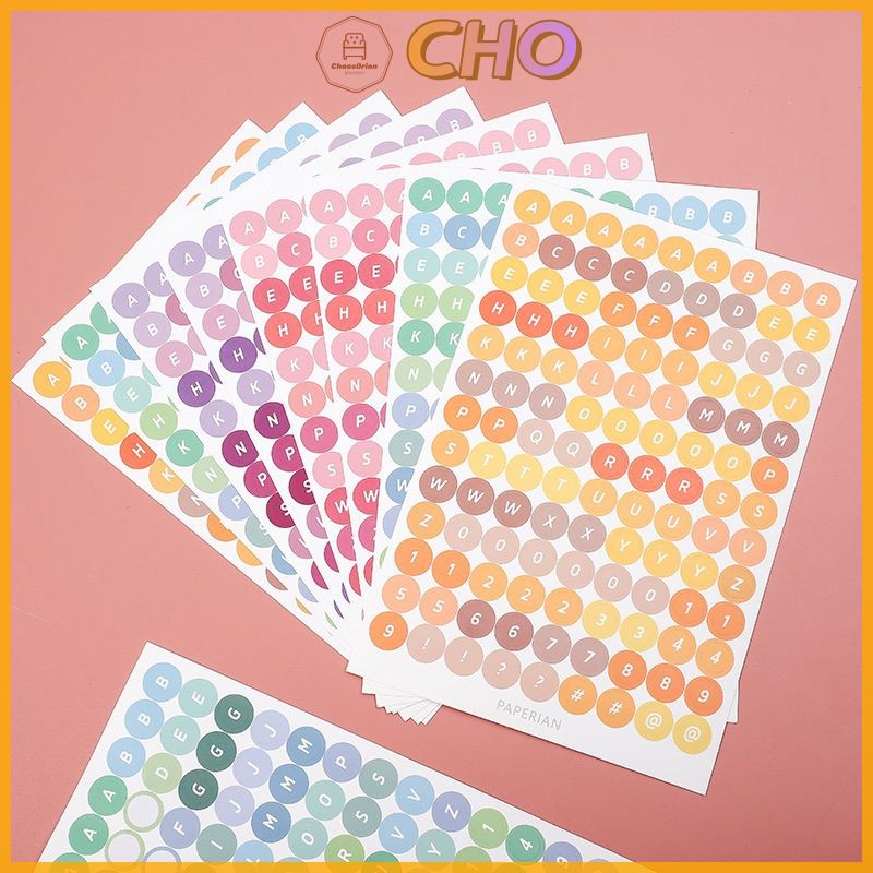 CHO⭐Candy Color English Alphabet Number Sticker Circular Marker Sticker ...