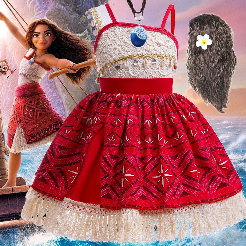3pcs Set Moana Costume for Baby Girl Years Old Movie Moana  Cosplay Dress Moana Dress for Kids Girl Birthday Princess Moana Gown for